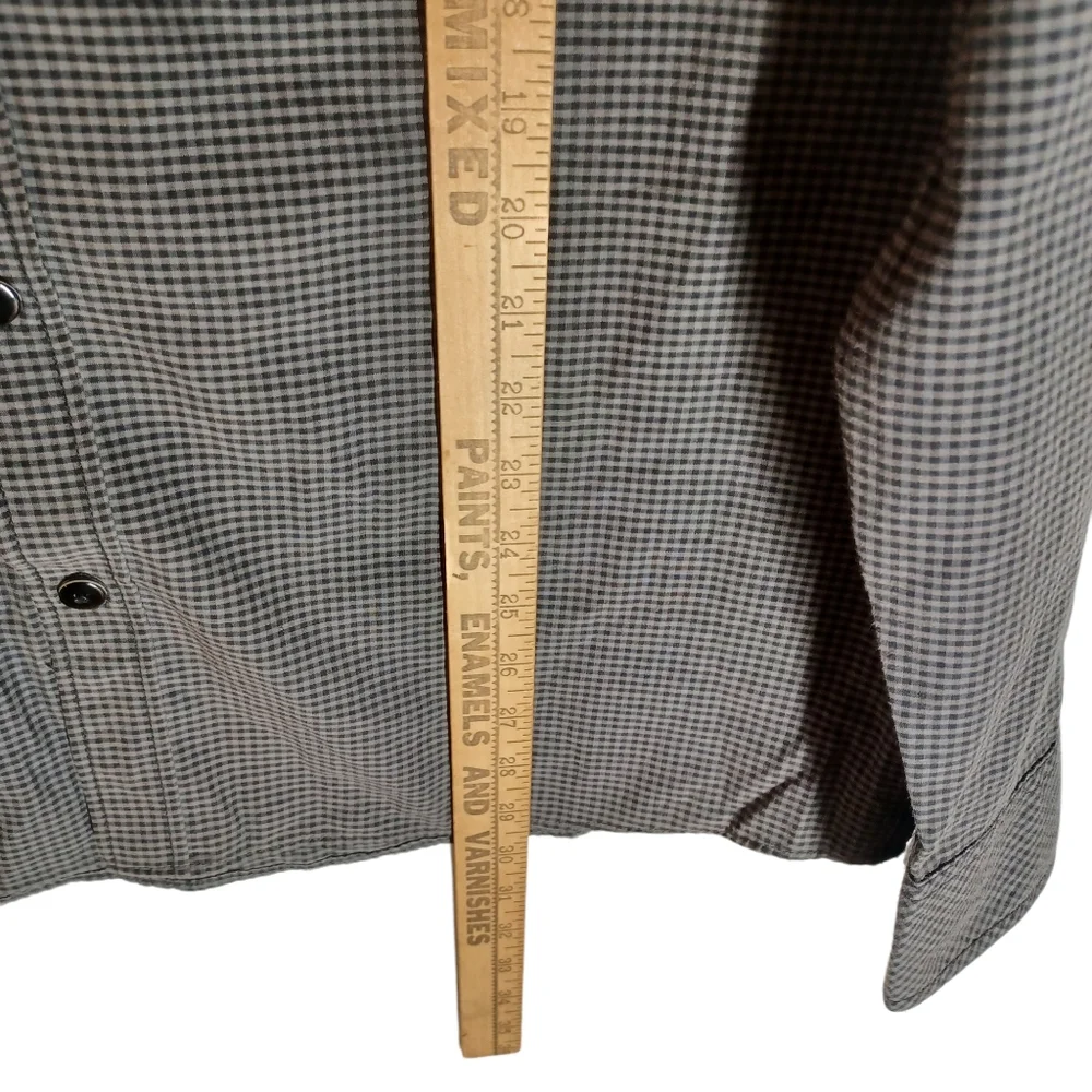 191 UNLIMITED Gray Black Check Plaid Print Red Stripe Button Front Shirt XL - Picture 8 of 8